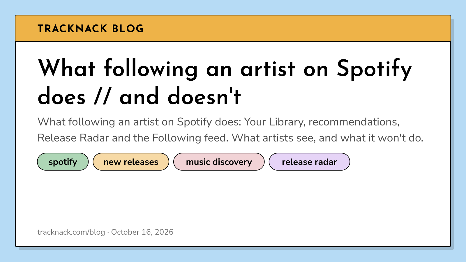 What following an artist on Spotify does // and doesn't